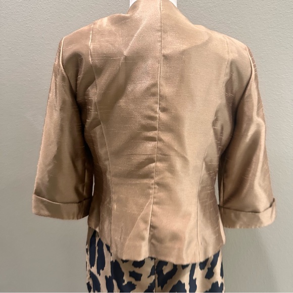 Gold Blazer with Leopard Print Dress Dana Kay Evenings Party Wedding Guest Suit - Picture 8 of 12